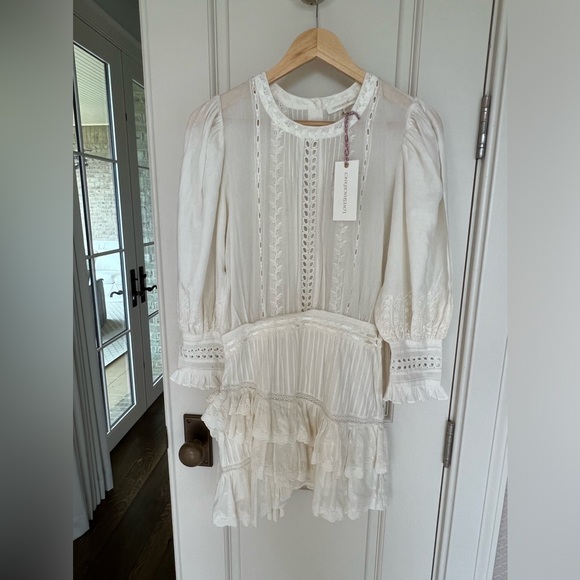 LoveshackFancy Lorelei Dress, Ivory, XS, NEW WITH TAGS, button back, side zip - Picture 14 of 16